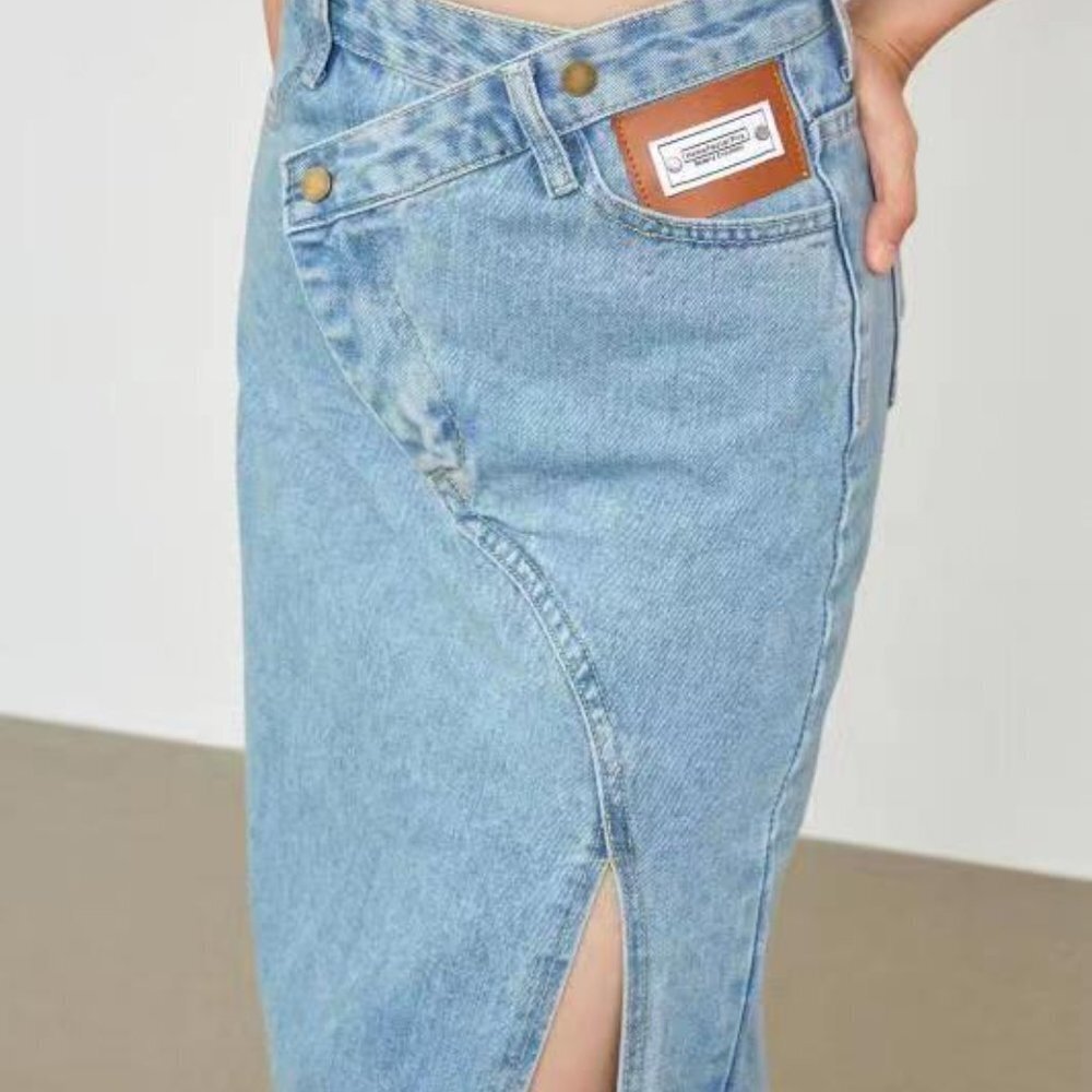 J.Ing Samaria Light Sky Blue Asymmetrical Skirt Size Small Nwt — image 3 of 7